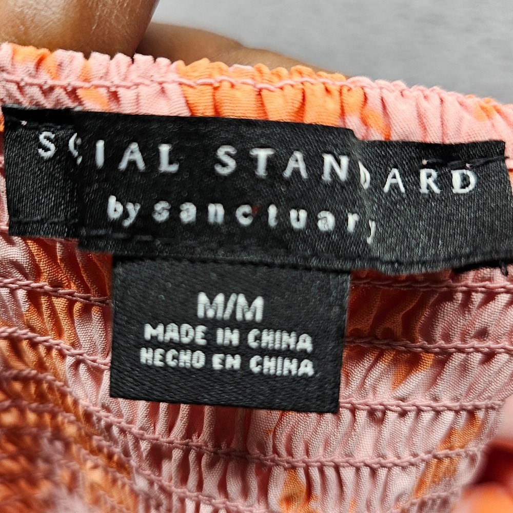 Social Standard by Sanctuary Maxi Dress Womens M Pink Orange Floral Smocked Back - Picture 5 of 9